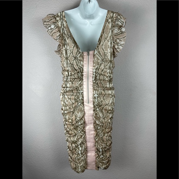Torrid Snake Print Ruched Dress Brown beige white - Picture 2 of 8